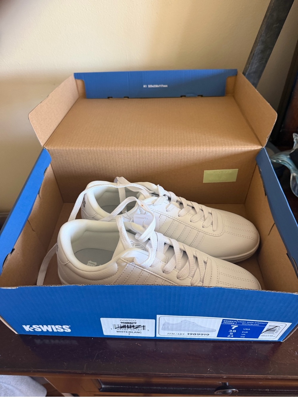 K-Swiss White Low-Top Leather Sneakers